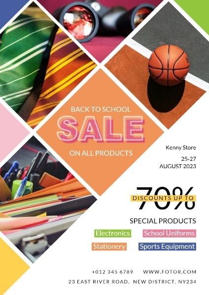 discount, store, market, Stationery Back To School Sale Poster Template
