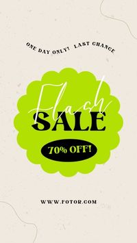 discount, promotion, abstract, Beige And Green Simple Flash Sale Instagram Story Template