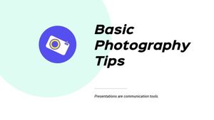 basc photography, tutorial, guide, Blue Basic Photography Tips Camera Art Slides Template