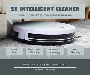 tech, roomba, business, Dark Green Intelligent Cleaner Sale Large Rectangle Template