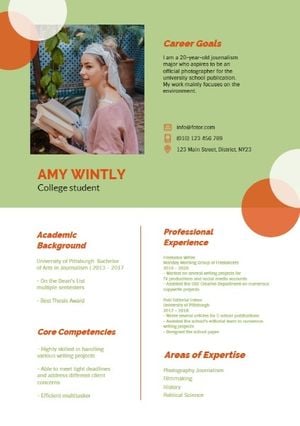 Fresh Collage Student CV Resume
