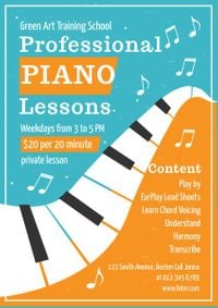 piano lesson, instrument, advertising, Piano Class Poster Template
