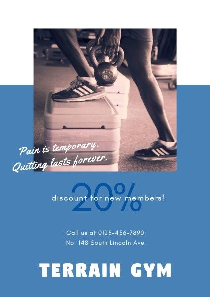 promotion, promote sales, marketing, Blue Gym Sales Flyer Template
