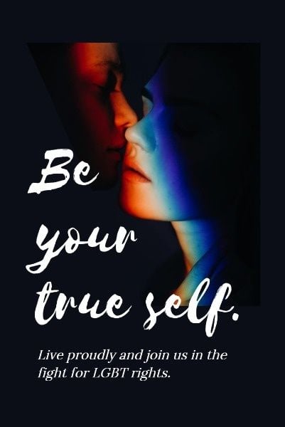 be your self, love, lgbt, Black True Your Self Quote Pinterest Post Template