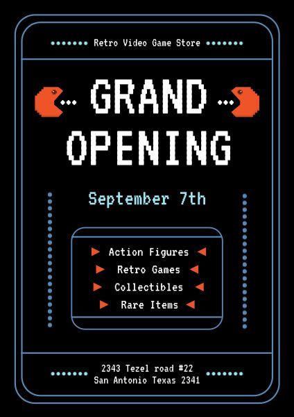gaming, sale, shop, Video Game Store Grand Opening Poster Template