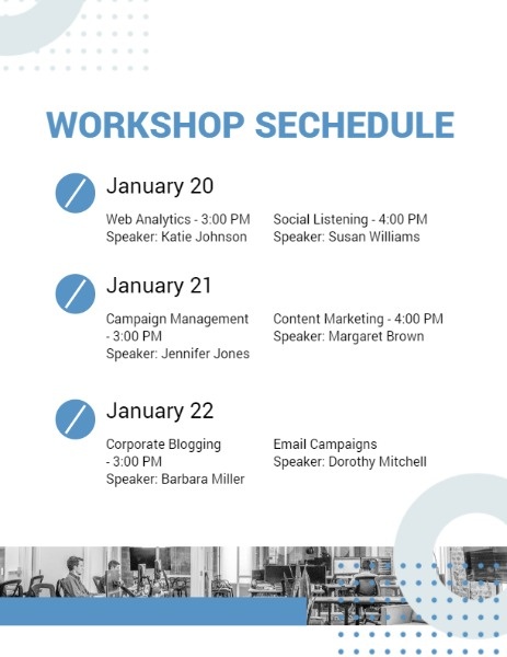 Blue And White Marketing Workshop Program Program