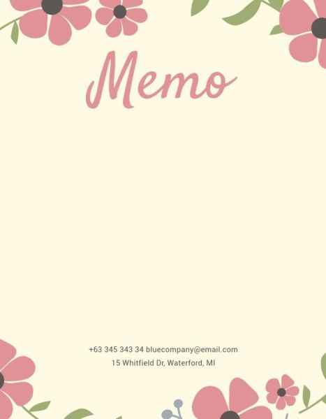 flowers, floral, work, Pink Flower Background Memo Template