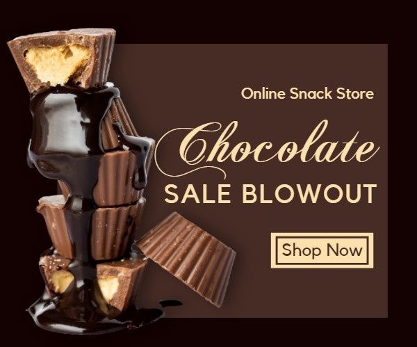 discount, food, banner ads, Black Chocolate Online Sale Large Rectangle Template