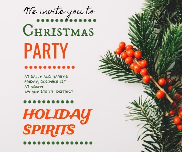 life, winter, holiday, White Christmas Dance Party Invitation Facebook Post Template