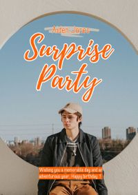 man, model, boy, Orange Surprise Party Poster Template