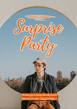 man, model, boy, Orange Surprise Party Poster Template