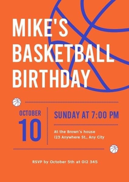 party, celebrate, celebration, Orange Basketball Birthday Invitation Template