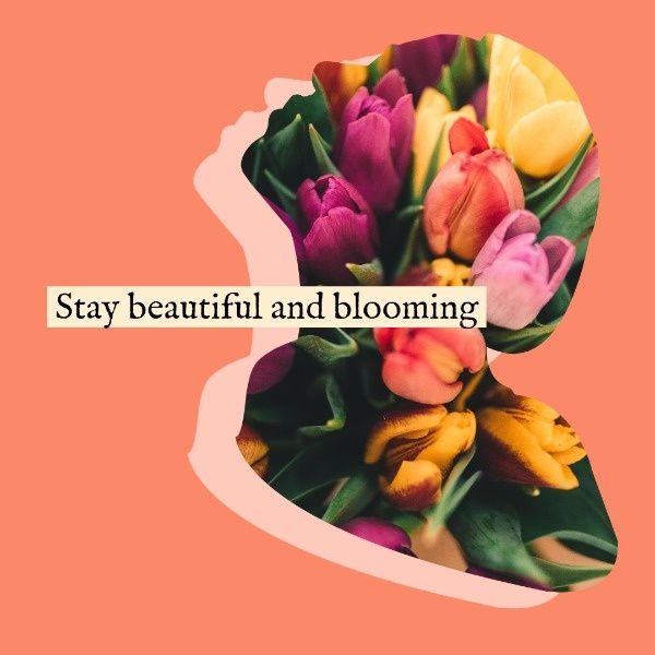 stay, beautiful, spring, Orange Flower Blooming Quote Instagram Post Template