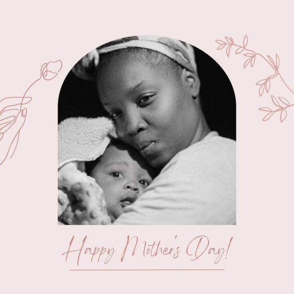 mothers day, mother day, greeting, Pink Floral Illustration Happy Mother's Day Instagram Post Template