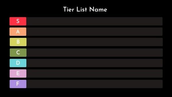 blank tier list, grid, sheet, Black Tier List Youtube Thumbnail Template