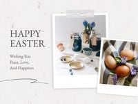 greeting, festival, holiday, Grey Photo Collage Happy Easter Day Card Template