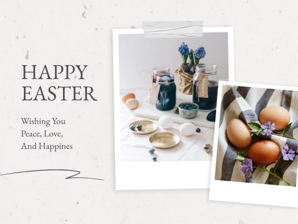 greeting, festival, holiday, Grey Photo Collage Happy Easter Day Card Template