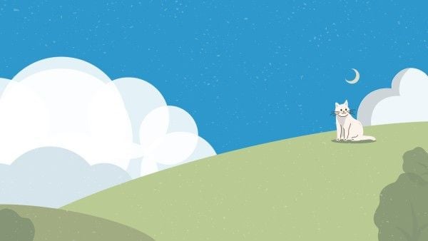 cat, animal, sky, Blue And Green Simple Clean Illustration Scenery Desktop Wallpaper Template
