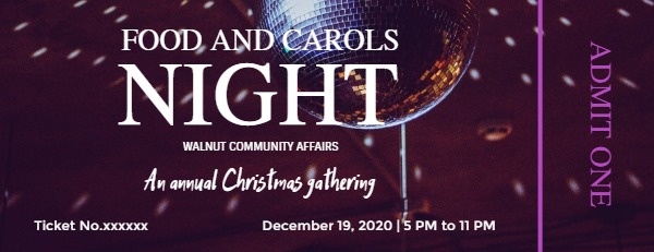 Purple Food And Carol Party Night Ticket