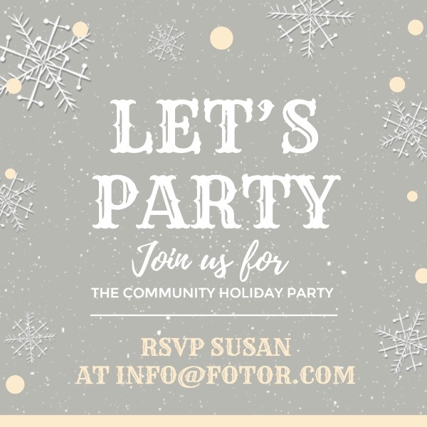 White And Grey Christmas Party Instagram Post
