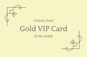 Yellow Hotel Vip Card ID Card