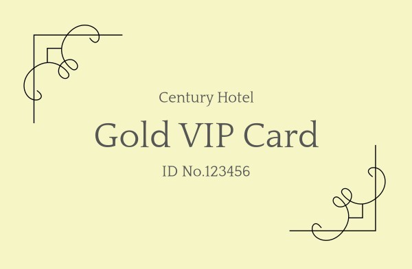 Yellow Hotel Vip Card ID Card