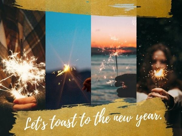 fireworks, new year, blessing, Gold Firework Card Template