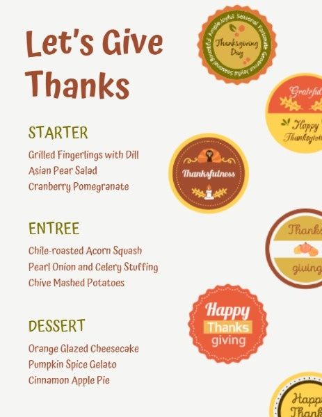 感恩节菜单 英文菜单