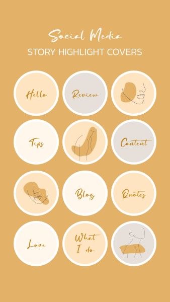 instagram story, social media, daily, Beige And Yellow Minimal Feminine Instagram Highlight Cover Template