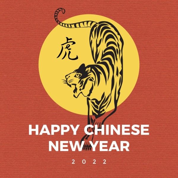 year of tiger, lunar new year, happy new year, Red Happy Chinese New Year Tiger Year Instagram Post Template