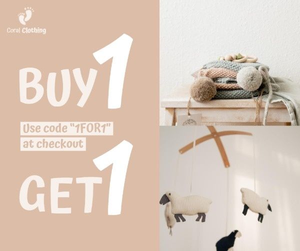 promotion, discount, online sale, Baby Stuff Buy One Get One Sale Facebook Post Template