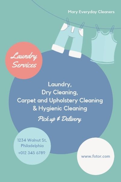 service, laundry service, cleaning, Laundry Store Pinterest Post Template