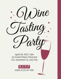 gathering, celebration, drink, Simple Wine Tasting Party  Program Template