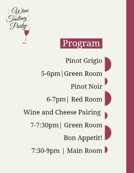 Simple Wine Tasting Party  Program