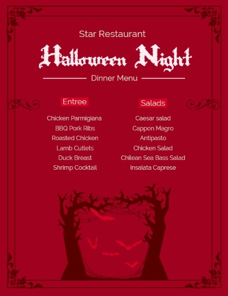 Red Halloween Restaurant Special Offer Menu