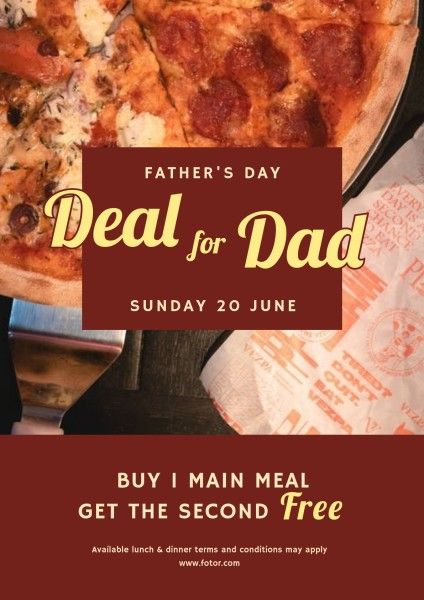 father's day, promo, promotion, Red Deal For Dad Poster Template