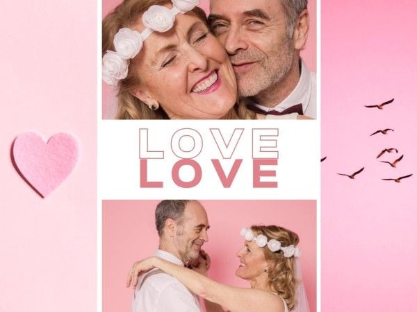 valentines day, romantic, wedding, Pink Love Couple Valentine Collage Photo Collage 4:3 Template