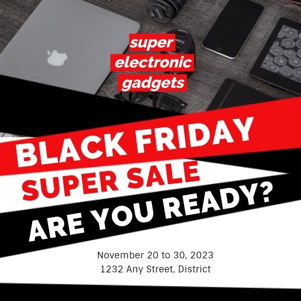 cyber monday, eletronics, retail, Black Friday Gadget Super Sale Instagram Post Template