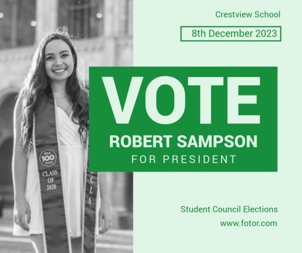 Green Vote Student Council Elections President Facebook Post