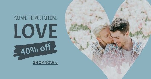 sale, discount, gift, Blue Sweert Couple Valentine's Day Facebook Ad Facebook App Ad Template