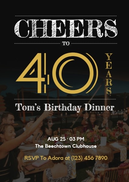40 Years Birthday Cheers Invitation Invitation
