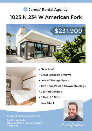 rental, home, house, White And Blue Modern Real Estate Advertising Poster Template