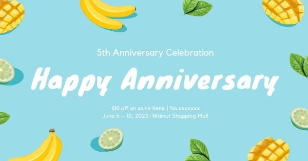 cover photo,  social media,  social network, Light Blue Happy Anniversary Facebook Event Cover Template