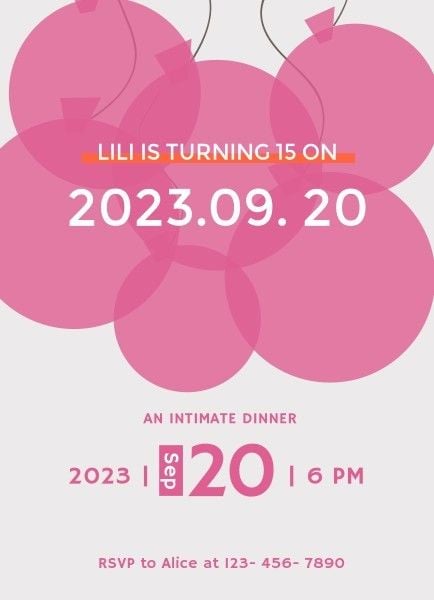 dinner, birthday, celebration, Pink Party Announcement Template