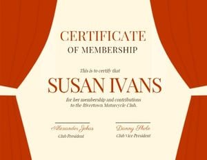 certificate of membership, book club, recognition, Personal Motorcycle Club Membership Certificate Template