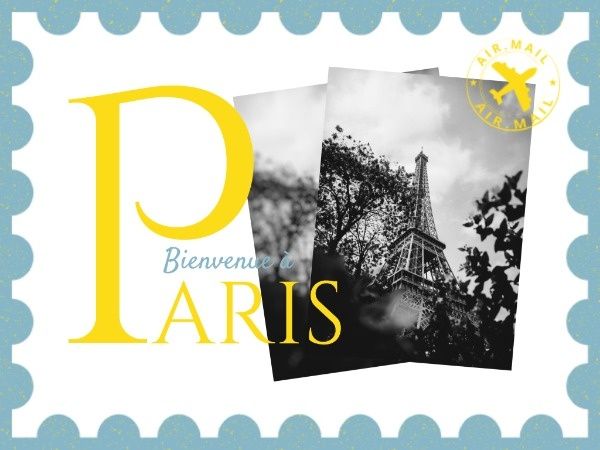 france, trip, postcard, Paris Travel Card Template