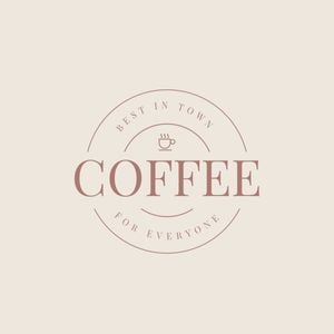 米色极简主义圆圈咖啡厅 Logo