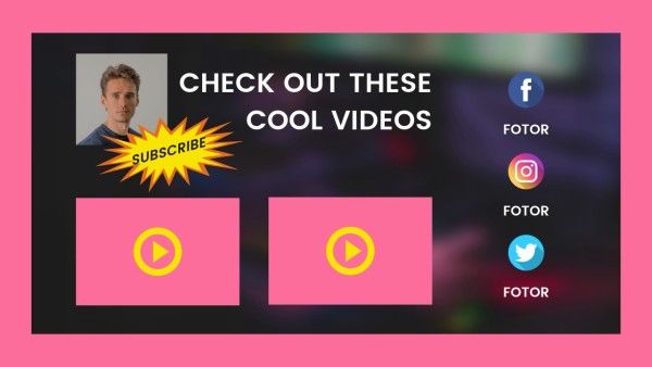 games, youtube end screen, end cards, Pink Game Experience Youtube Thumbnail Template