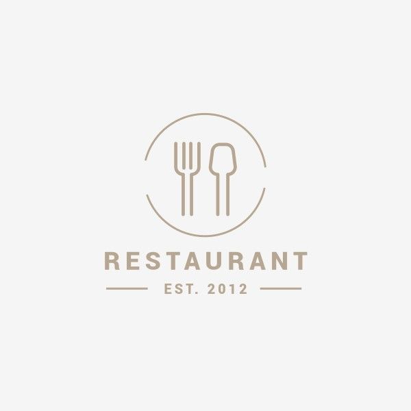 米色简约美食餐厅 Logo