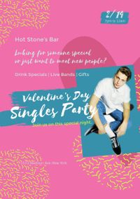 valentines day, valentine day, festival, Valentine's Day Singles Party Flyer Template